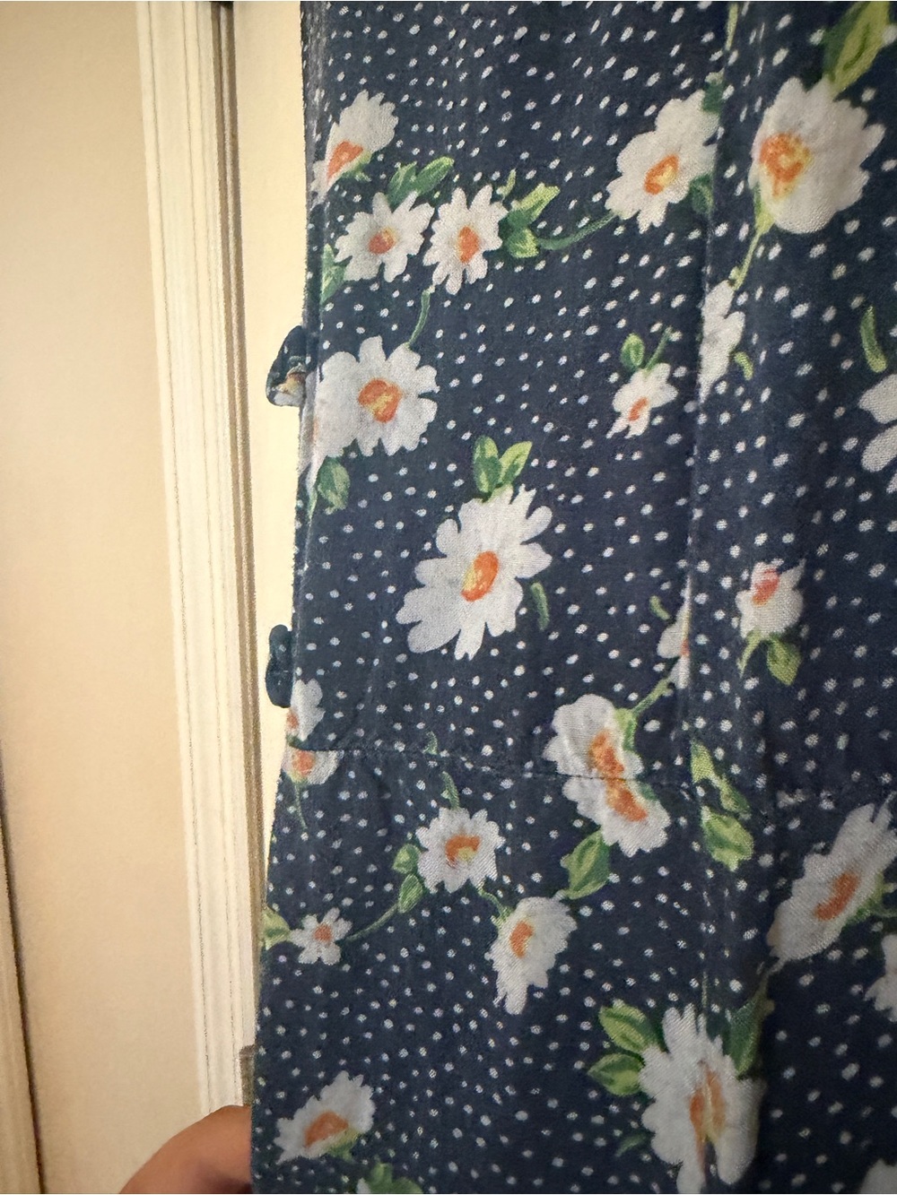 Vintage 90s My Michelle Navy Floral Scoop Neck Dress - Picture 4 of 5